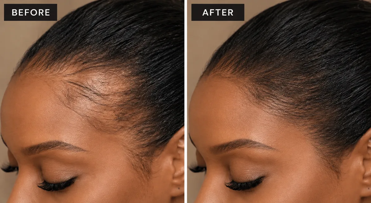 Receding Hairline: before and after using the ÀSC Caffeine Scalp Serum
