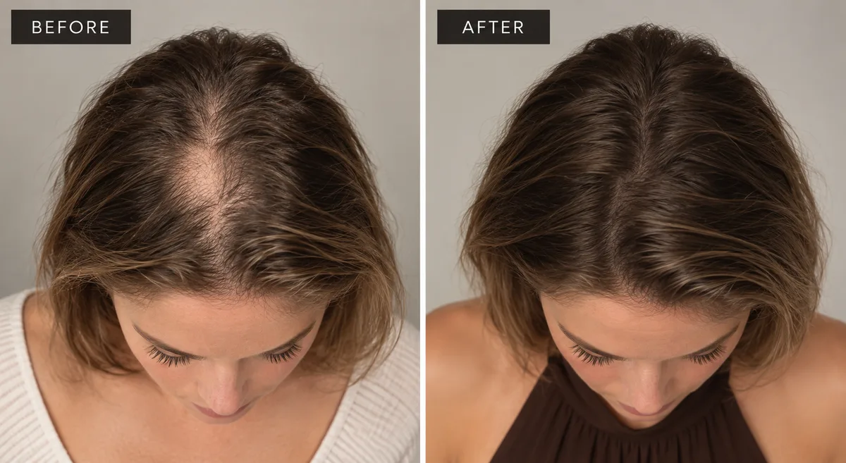 Balding Spots: before and after using the ÀSC Caffeine Scalp Serum