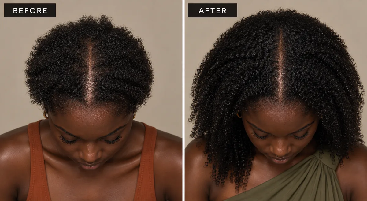 General Hair Growth: before and after using the ÀSC Caffeine Scalp Serum